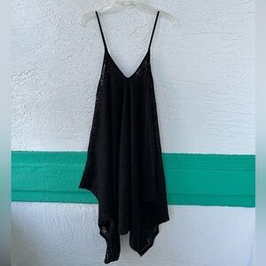 Free People Beach Romper BLACK Boho Lace Swim Cover Up Spaghetti Straps Small